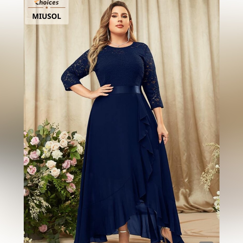 Elegant Navy Lace Dress